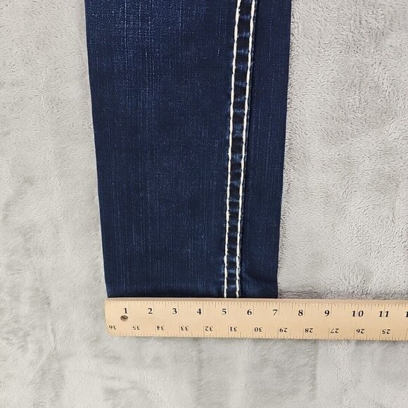 True Religion Jeans Womens 26 Billy Super T RARE Neon Rope Stitching Dark Blue - Picture 14 of 15